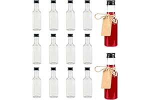 MytaYt 12 Stück Fläschchen Plastik 50ml Fläschchen Plastik Wiederverwendbar mit Juteschnur, Anhängern und TrichterMini Fläschchen Kunststoff Likörflaschen Flaschen Zum Befüllen zum Aufbewahren