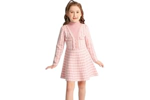 SMILING PINKER Vestido de punto para niña con cuello alto y cuello de gallo