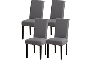 Sufdari Chair Covers 4 Grey,Stretch Dining Chair Covers, Spandex seat Covers for Dining Chairs,Elastic Washable Chair Protectors for Dining Room,Hotel,Restaurant,Banquet (4,Grey)