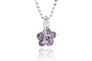 butterfly Enfant Fille argent Chaîne vrai Argent Swarovski Elements originaux Fleur pourpre longueur réglable Emballage durable Bijoux cadeau enfants