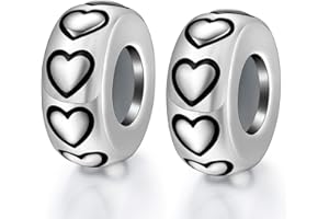 LOVANS 2 PCS Stoppeur/Bloqueur Charms Argent 925 Sterling Breloque pour Bracelet Caoutchouc Spacer Stopper Charmes pour DIY Europe Bracelets