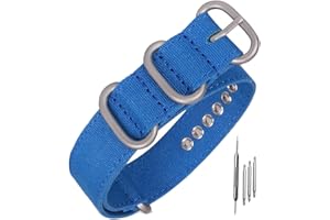 Niziruoup Paski do zegarka, płócienny pasek do zegarka 18 mm, 20 mm, 22 mm, 24 mm, 26 mm, Nato Premium, z metalowym zapięciem ze stali nierdzewnej, sportowa, oddychająca bransoletka zastępcza dla