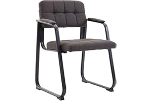 CLP Chaise Visiteur Canada B I Assise et Dossier Rembourré Revêtement Tissu I Chaise de Cuisine avec Accoudoirs I Pieds en Métal I Couleur: Gris foncé, métal Mat Noir