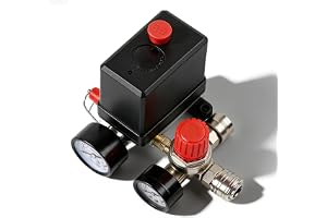 Tryckregulator, luftkompressor tryckregulator kompressor med 2 manometrar, 220 V tryckbrytare kompressor, tryckluftskompresso