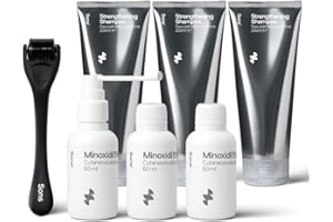Sons Minoxidil 5%, Strengthening Shampoo and Dermaroller for Men. Hair Regrowth Treatment. Hair Growth Shampoo With Caffeine. Thickening, Anti-Dandruff, DHT Blocker. 3 Month Supply. Made in Europe.