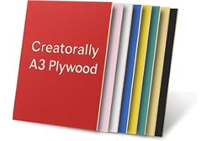 Creatorally Colores Contrachapado 3mm, Contrachapada Colorido Corte Laser 420x297 mm 8 Piezas, Madera de Tilo A3 para Bricolaje, Grabado, Pirograbado