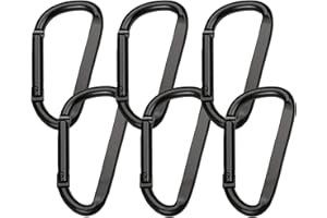 JOYSKY 6 sztuk karabińczyków śrubowych, 8 cm, karabińczyk, czarny, klips D, do użytku na zewnątrz, na kemping, do domu, wędrówek, czarny
