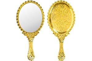 LuLiyLdJ Specchio Vintage Oro Portatile Con Manico a Mano