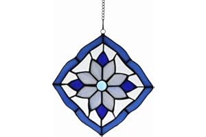 Tokira Suncatcher en Verre Style Tiffany, Sun Catcher Effet Vitrail Motif Fleur Fenêtre à Suspendre Suncatche Rainbow, 150x150mm