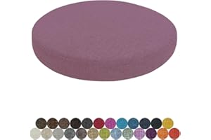 Lsjoaw Round Seat Cushion, Chair Cushion, 35 x 35 x 5 cm (1 Piece), Linen Seat Cushion, Removable Memory Foam, Round Seat Cushion for Chair, Bench, Stool, Home, Kitchen, Dining Room, Garden, Office,