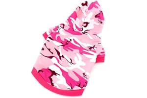 SMALLLEE_LUCKY_STORE Small Dog Camo Hoodie Shirt Chihuahua Clothes for Girls Puppy Tee Shirt for Cat Yorkshire Toy Poodle Pink XS