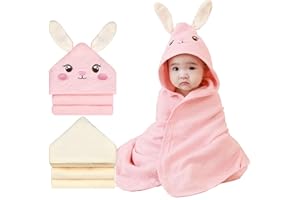 Unicorn Castle 2 Pcs Toalla de Baño con Capucha para Bebé,Suave y Súper Absorbente Toalla Baño Bebes,Regalo Bebe Recien Nacido Niños,Lavable a Máquina,Pink,76 x 76 CM