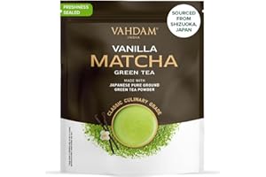 VAHDAM, Matcha De Vainilla Té Verde - 100g Matcha Japonés Con Vainilla Natural | Prepara Un Delicioso Café Con Leche De