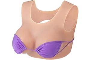 Vnmcry Pechos de Silicona Realista Relleno de Gel Escote Redondo Prótesis Mamaria Sin Mangas Formas para Transgénero Crossdresser Mastectomía y Cosplay (Piel Beige - Copa B)