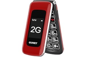Guwet 2G Big Button Mobile Phone for Elderly, Flip Phone Only Supports Mobile Carriers with 2G Base Stations, Basic Mobile Phone with SOS Emergency Button, Dual-Screen, 1600mAh Battery, Red