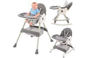 Arkyomi 3 en 1 chaise haute bébé pliable chaise haute transat inclinable enfant chaise reglable hauteur avec table et roulettes