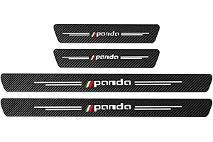 EAGLEG 4 Pezzi Fibra di Carbonio Battitacco per Auto Sticker, per Fi-at 500 500C 500X 500L Panda Bravo Punto, Esterno Battitacco Protezione Plates Anti-Graffio Scuff Adesivi Decorativi Accessori, Panda