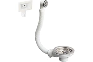 Wirquin 30723988 Bonde pour évier ø90 1 bac, plastique et métal, avec trop-plein exterieur, chromé