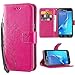 Produktbild iDoer Galaxy J5 Hülle Solide Butterfly PU Ledercase Tasche J5 Schutzhülle Flip Case Magnetverschluss Handyhülle im Wallet Bookstyle Standfunktion für Samsung Galaxy J5 2016 (J510) - Rose