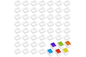 XTHROTSENK 50 Stück Aquarell Pfannen Wasserfarben Pfannen Leere Farbpfannen Halbe Näpfchen Malwanne aus Kunststoff Watercolor Palette Weißer Kunststoff Wasserfarbe Näpfchen für Aquarellöle Acrylmalerei