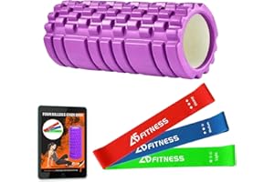 A5 FITNESS Faszienrolle Lila Mit 3 Widerstandsbändern - Leichtgewichtige Faszienrolle Wirbelsã¤ulefür Muskeln Bietet Linderung Von Schmerzen Ermüdung Verbessert Die Erholung Des Gewebes