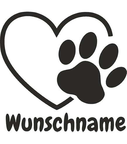 Love Herz Pfote Aufkleber – 10x10 Cm, 5 Stück, UV-beständig, Für Hund & Katze Liebhaber