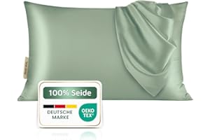 ‎BENE-SLEEP bene-sleep® Premium Seidenkissenbezug – 100 % Maulbeerseide 22 Momme | Verstärkte Nähte | Oeko-TEX Zertifiziert* | Anti-Frizz & Faltenreduzierung | hypoallergen & hautfreundlich (Grün, 40x80 cm)