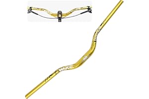 MIGHTYDUTY Wake Bike Handlebar 31.8mm*720mm Extra Long Wide Riser Bar Aluminum Alloy Bicycle Handlebars Riser 55mm Bike Bars for Cycling MTB Mountain Road Bike (Gold)