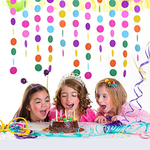 Outus 2 Packung 4 Meter Runde Papier Girlande Verschiedene Farben Kreis Punkte Hängend Dekorationen für Geburtstag Hochzeit Party - 7