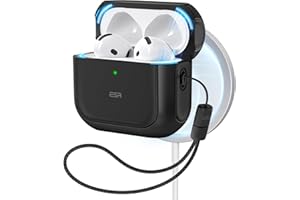 ESR Etui do AirPods 4, kompatybilne z AirPods 4 Gen (2024) (USB-C), obsługuje bezprzewodowe ładowanie, etui ochronne z paskiem na rękę, magnetyczna pokrywa, etui hybrydowe Orbit, czarne