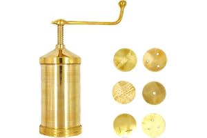 KSJONE Pure Brass Indian Made Sevanazhi Sevai Nazhi Sev Sancha Gathiya Murukulu Janthikulu Idiyappam Maker with 6 Different Jali