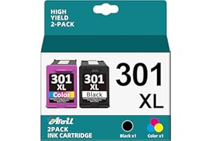 AROIL 301XL Multipack Ersatz für HP 301 Druckerpatronen für HP 301 XL Patronen Schwarz für HP Envy 4500 5530 4504 4502 Deskjet 2540 2544 2549 3050 Officejet 4630 4632 2620 (1 Schwarz, 1 Farbe)