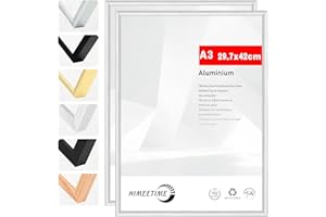 HIMEETIME® 2x Cornice A3 30x42 cm | Cornice in metallo argento | Cornice per documenti 29,7x42 cm Grande Collage | Cornice in metallo Cornice in alluminio | Cornice A3