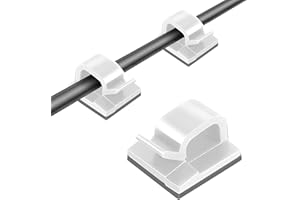 Bncxdc Cable Clips Self Adhesive, Cable Tidy Clips White, 30pcs Cable Holder Clips Plastic Wire Cord Holder USB HDMI Cable Wire Clips Cable Organizer for Desk, Wall, Car, Outdoors
