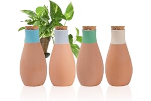 RoseFlower 4 Pack Arrosage Plante Interieur, Oyas a Planter Terre Cuite Extérieur, Ollas Terre Cuite, OYA Arrosage, Arrosage Jardinière, Pot en Terre Cuite
