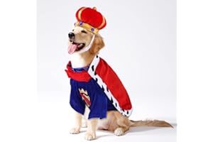 Eurobuy Haustier-Hunde-Kostüm, Kleidung, 3 Stück, für Hunde, König, Umhang, Kleidung mit Krone und Umhang für kleine große Hunde, Halloween, Weihnachten, Geburtstag, Party, Foto-Requisiten