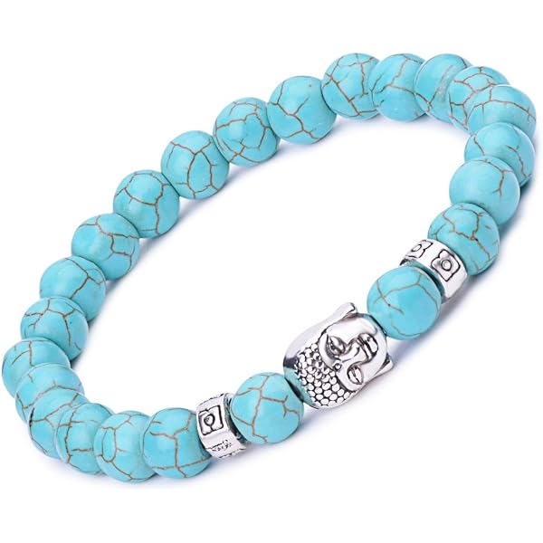 Bracciale Uomo Donna In Legno 8mm Con Charm Budda E Perline – Portafortuna Tibetano Mala Elastico