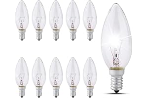 BUZZSPARK Screw in Light Bulbs, E14 Candle Bulbs Dimmable,10 Pack Candle Bulbs SES /e14, 2700K Warm White