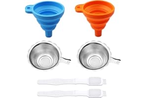 burkfeeg 6 Piezas Impresora 3d Resina Embudo Filtro Set Filtro de acero Inoxidable Embudo de Silicona Plegable y Filtro Accesorios Impresora 3D para Filtrar y Reciclar Residuos