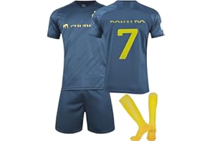 Awonlate Ensemble de Maillot de Football pour Enfant, Maillot de Football en Jersey, T-Shirt de Football, Short de Football pour la Enfant L,Taille:26 (Hauteur: 140-150CM)