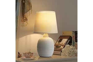 ‎AIGOSTAR Aigostar Ceramic Table Lamp Lamp for Bedside Table, Fabric Shade, E14, Vintage, Retro, Fun, Grey
