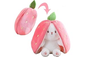 ZGCXRTO Lapin à La Fraise, Fraise Lapin en Peluche, Poupée Lapin, Lapin de pâques Peluche, Peluche Lapin De Pâques, Peluche Lapin Doux Enveloppé dans des Fraises, Cadeau d'anniversaire(18cm)