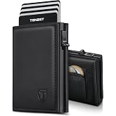 TENBST Men's Leather Wallet, Small Men's Credit Card Holder, RFID Blocking Card Holder, Bills and Coins with Gift Box