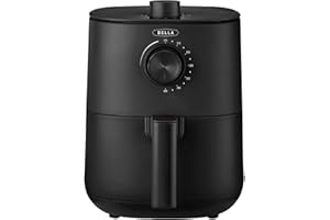 bella Friteuse à Air Manuelle de 3 L, Multifonction 5-en-1 avec Plateau et Panier Antiadhésifs Amovibles et Lavables au Lave-vaisselle, 1400 Watts, Noir Mat