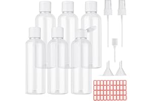 XWCHASA Reiseflaschen Set, 6x 100 ml Reiseflasche Set zum Befüllen, Leere Reiseflaschen Set, Kosmetikflaschen mit 2 Düsen und 2 Kleinem Trichter für Flug, Flughafen, Urlaub, Duschgel, Desinfektion, Travel