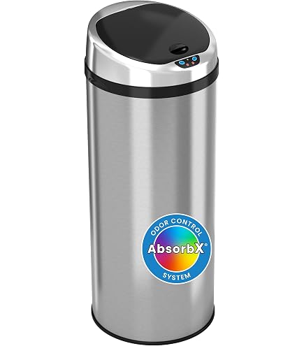 ITouchless 18 Gallon Sensor Trash Can – Stainless Steel, Touchless Automatic Lid, Odor Filter, Silver, Model IT18RC-1