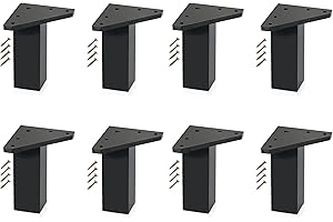Kukicu ✮ Patas para Muebles ✮ Juego de 4 Pies, Tornillos Incluidos - Color Negro - Patas de Resina ABS para Mesas, Mesillas, Mueble Baño, Gabinete, Estanterías (8 Patas, Altura: 10 cm)