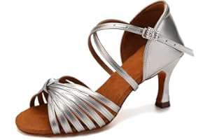 VCIXXVCE Mujer Zapatos de Baile Latino Satén Profesional Salsa Tango Bachata Práctica Zapatos de Baile de Salon