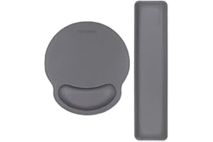 MAIDERN Tappetino per mouse ergonomico in pelle Supporto per polso e supporto per tastiera per tastiera con supporto antiscivolo Memoria riempita - Grigio