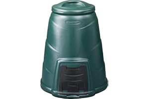 Oipps Invopak 220L Recycled Plastic Garden Composter Bin with Hatch & Windproof Lid Ready To Use - Green